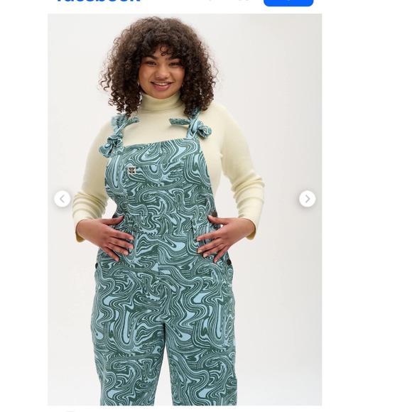 Lucy & Yak Denim - Lucy & Yak NWT Easton Dungarees Swirl Print Organic Cotton Teal Green- Size 6L